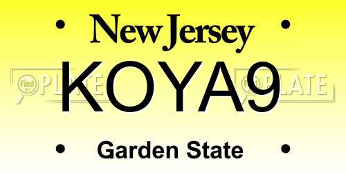 KOYA9 New Jersey License Plate