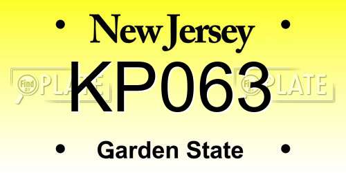 KP063 New Jersey License Plate