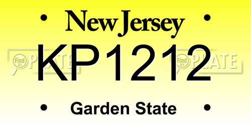 KP1212 New Jersey License Plate