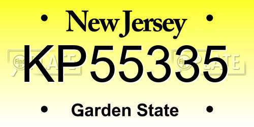 KP55335 New Jersey License Plate