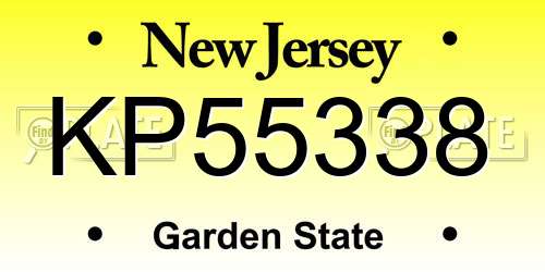 KP55338 New Jersey License Plate