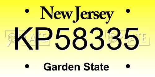 KP58335 New Jersey License Plate