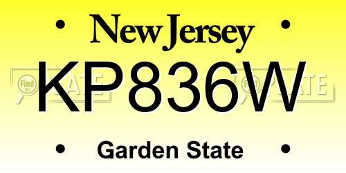 KP836W New Jersey License Plate