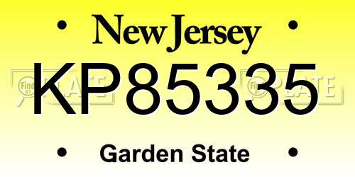 KP85335 New Jersey License Plate