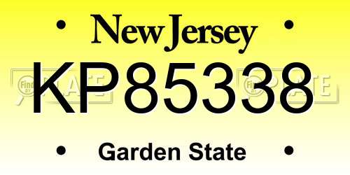 KP85338 New Jersey License Plate