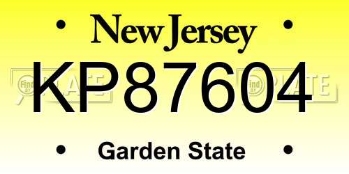 KP87604 New Jersey License Plate