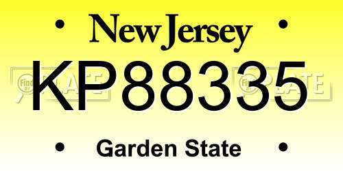 KP88335 New Jersey License Plate