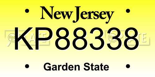 KP88338 New Jersey License Plate