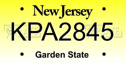 KPA2845 New Jersey License Plate
