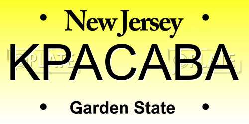 KPACABA New Jersey License Plate