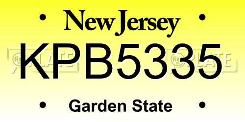 KPB5335 New Jersey License Plate