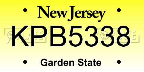 KPB5338 New Jersey License Plate