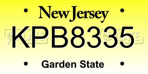 KPB8335 New Jersey License Plate
