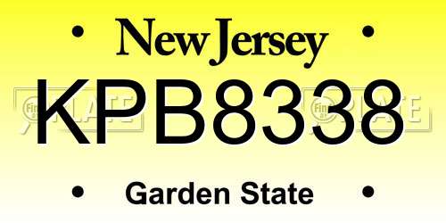 KPB8338 New Jersey License Plate