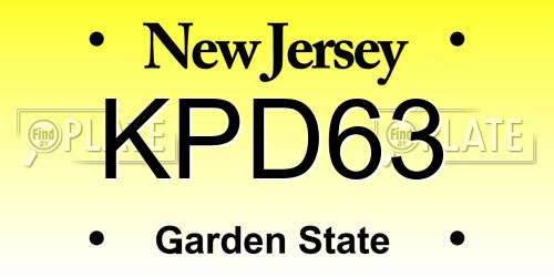 KPD63 New Jersey License Plate