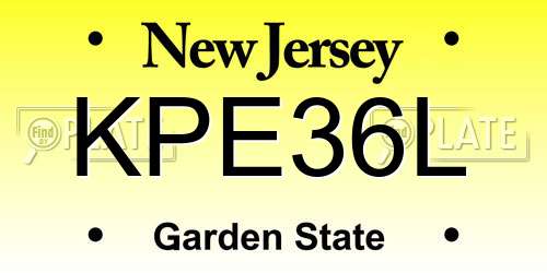 KPE36L New Jersey License Plate