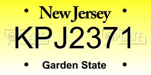 KPJ2371 New Jersey License Plate