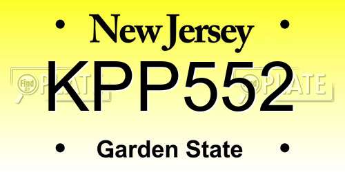 KPP552 New Jersey License Plate