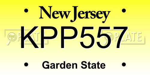 KPP557 New Jersey License Plate