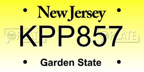 KPP857 New Jersey License Plate