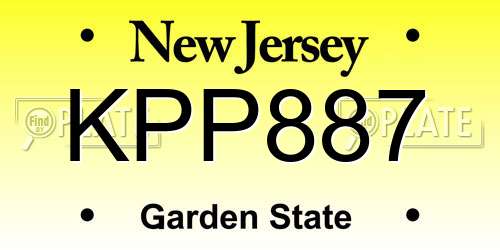KPP887 New Jersey License Plate