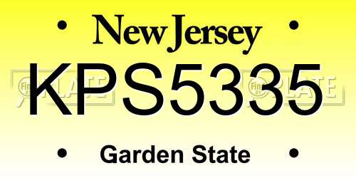 KPS5335 New Jersey License Plate