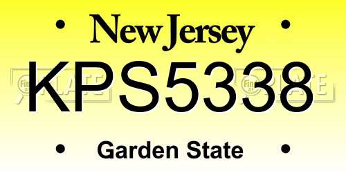 KPS5338 New Jersey License Plate