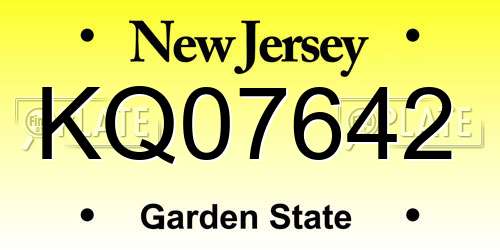 KQ07642 New Jersey License Plate