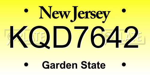 KQD7642 New Jersey License Plate