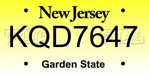 KQD7647 New Jersey License Plate