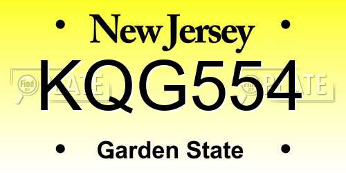 KQG554 New Jersey License Plate