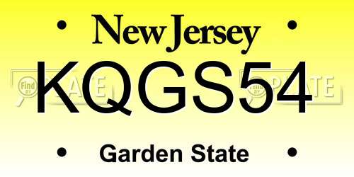 KQGS54 New Jersey License Plate