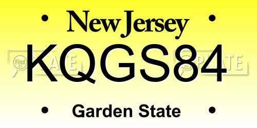KQGS84 New Jersey License Plate