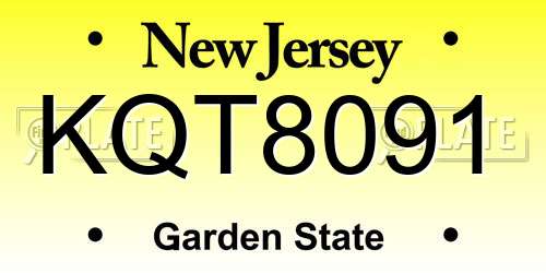 KQT8091 New Jersey License Plate