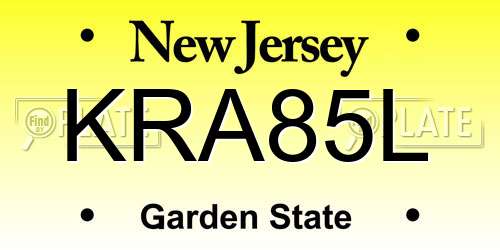 KRA85L New Jersey License Plate