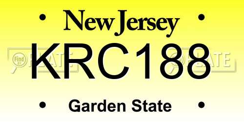 KRC188 New Jersey License Plate
