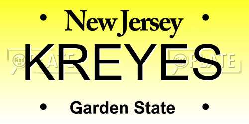 KREYES New Jersey License Plate