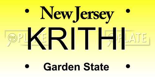 KRITHI New Jersey License Plate