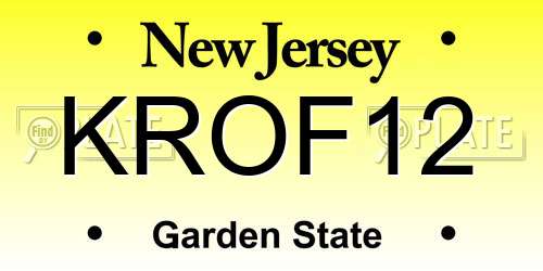 KROF12 New Jersey License Plate