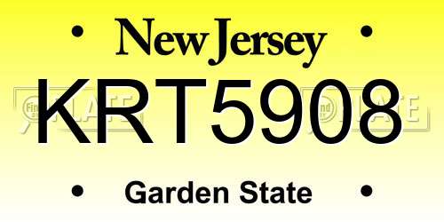 KRT5908 New Jersey License Plate