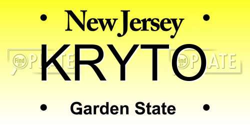 KRYTO New Jersey License Plate