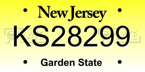 KS28299 New Jersey License Plate