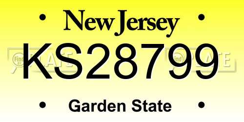 KS28799 New Jersey License Plate