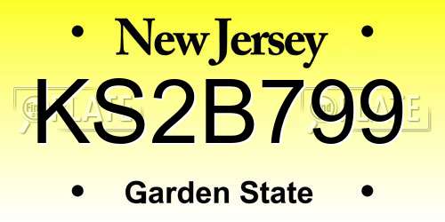 KS2B799 New Jersey License Plate