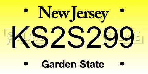 KS2S299 New Jersey License Plate