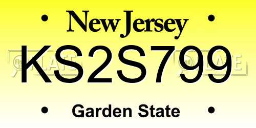 KS2S799 New Jersey License Plate