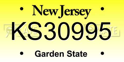 KS30995 New Jersey License Plate