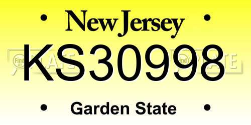 KS30998 New Jersey License Plate