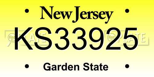 KS33925 New Jersey License Plate