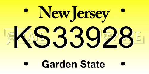 KS33928 New Jersey License Plate